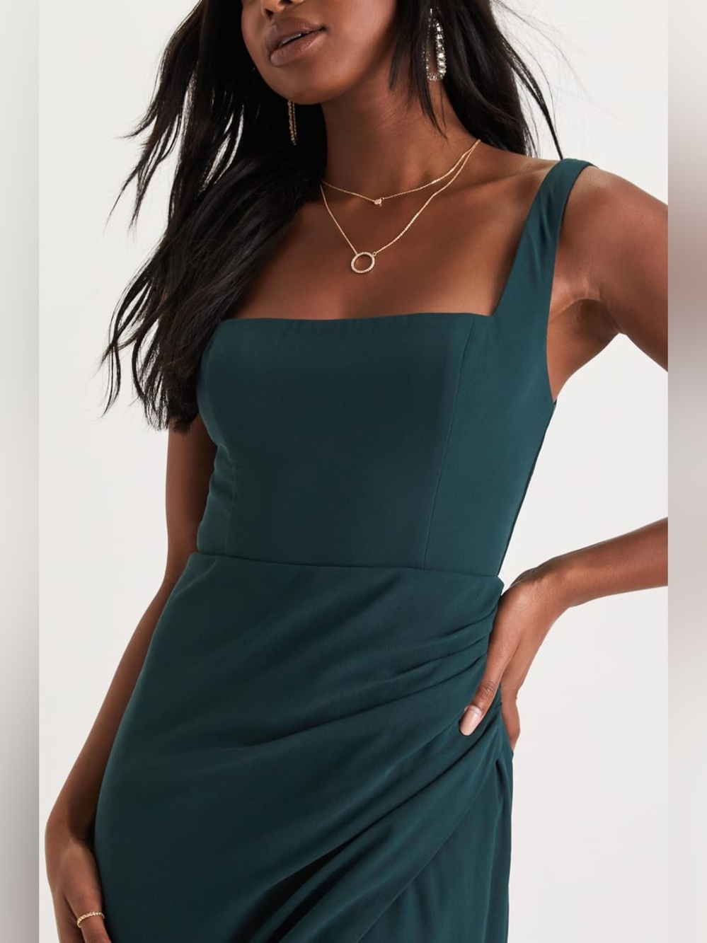 Lulus Glamorous Disposition Emerald Green Ruched Maxi Dress - Picture 3 of 8